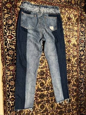 Dance & Marvel Light Blue Cropped Fringe Waist Jeans Size Medium